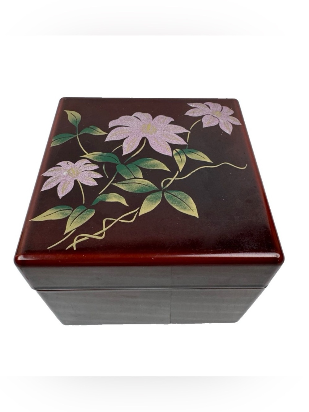 VTG 80’s Otagiri Japan Lacquerware Magnolia Flower Music Jewelry Box Trinket
